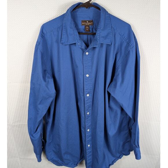 Steve & Barry’s XXL Blue Shirt Men Button Down 100% Cotton Long Sleeve Work - Picture 1 of 4